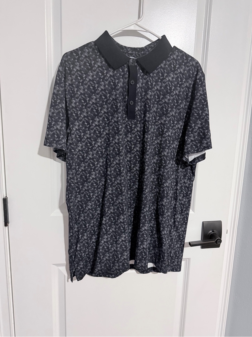 Men's Black Pixel-Pattern Polo Shirt